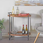 Carrello bar moderno tradizionale in metallo e vetro color ottone - Olivia & May: Nessun montaggio, Struttura in ferro, Uso interno