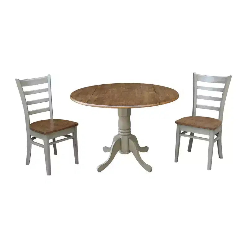 3pcs 42" Mase Dual Drop Leaf Dining Set with Emily Side Chairs Hickory - International Concepts