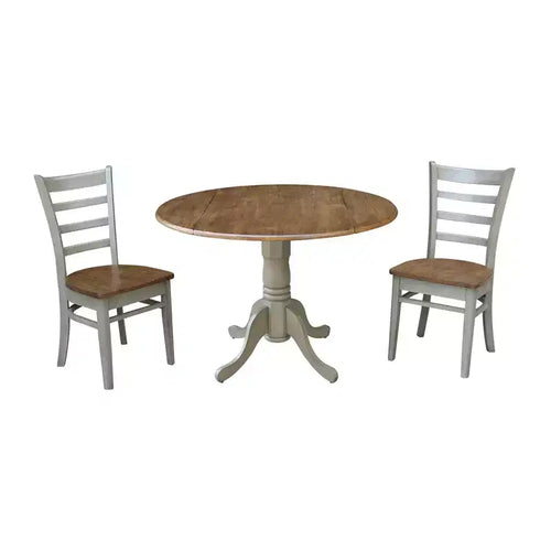 3pcs 42" Mase Dual Drop Leaf Dining Set with Emily Side Chairs Hickory - International Concepts