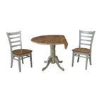 3pz Set da pranzo Mase con doppia ribalta da 42" con sedie laterali Emily Hickory - International Concepts