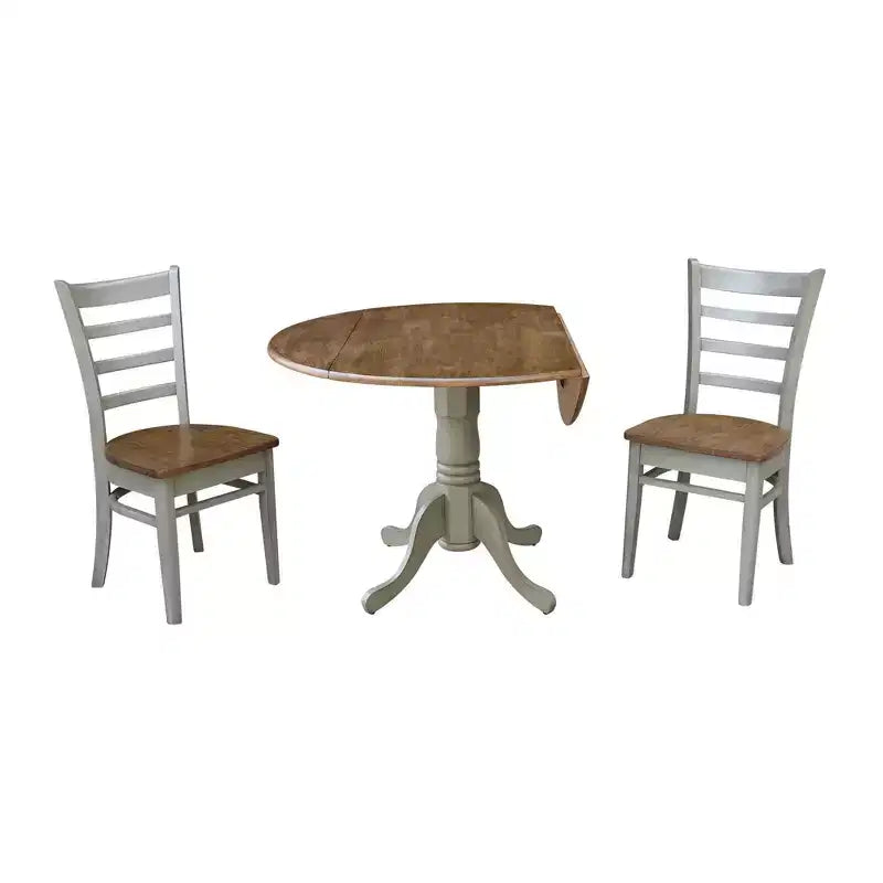 3pz Set da pranzo Mase con doppia ribalta da 42" con sedie laterali Emily Hickory - International Concepts