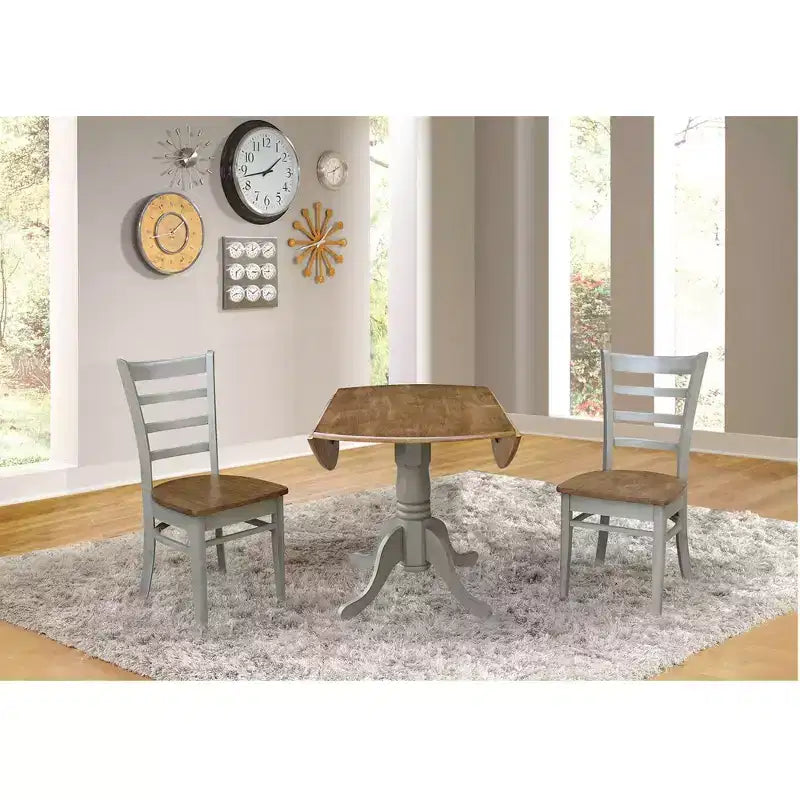 3pz Set da pranzo Mase con doppia ribalta da 42" con sedie laterali Emily Hickory - International Concepts