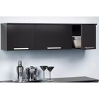 Credenza pensile Coal Harbor, colore nero - Prepac: Mobile laminato, Cerniere a chiusura rallentata, Maniglie in nichel