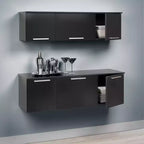 Credenza pensile Coal Harbor, colore nero - Prepac: Mobile laminato, Cerniere a chiusura rallentata, Maniglie in nichel