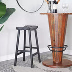 Sgabello da bar rustico in betulla nero - Olivia & May: Altezza fissa 76 cm, struttura in legno, pulire a chiazze