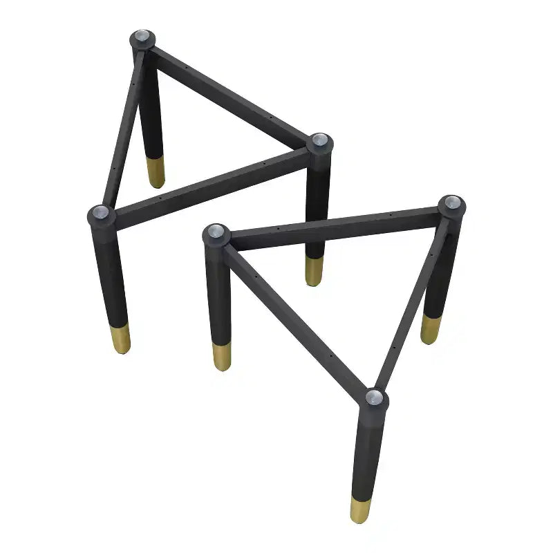 miBasics Set of 2 Shinesun Modern Triangle Accent Table Bases Black Large Base: 17.7" High, Metal & Wood, 3-Leg Design