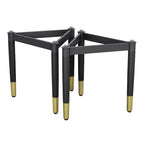 miBasics Set di 2 basi da tavolo d'accento triangolari moderne Shinesun, colore nero, base grande: 17,7" di altezza, metallo e legno, design a 3 gambe