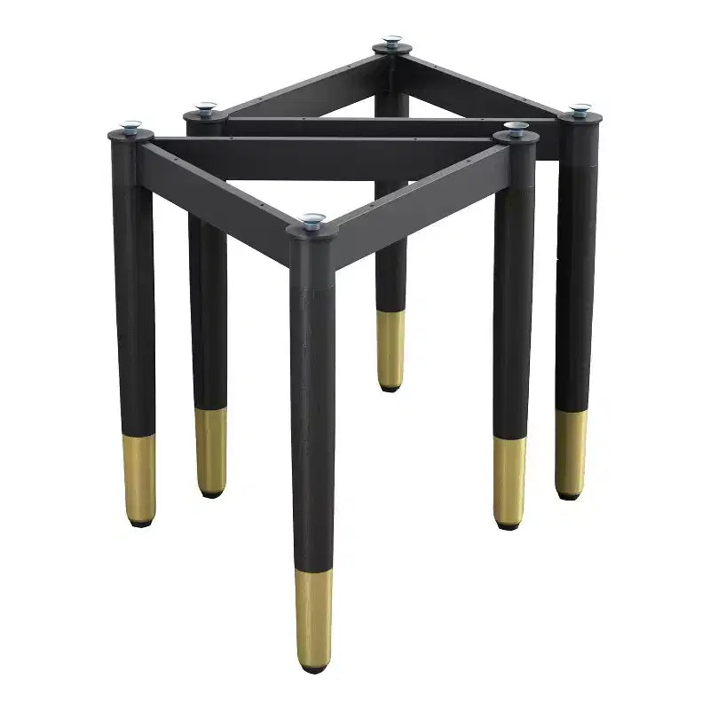miBasics Set di 2 basi da tavolo d'accento triangolari moderne Shinesun, colore nero, base grande: 17,7" di altezza, metallo e legno, design a 3 gambe