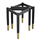 miBasics Set di 2 basi da tavolo d'accento triangolari moderne Shinesun, colore nero, base grande: 17,7" di altezza, metallo e legno, design a 3 gambe