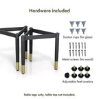 miBasics Set di 2 basi da tavolo d'accento triangolari moderne Shinesun, colore nero, base grande: 17,7" di altezza, metallo e legno, design a 3 gambe