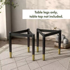 miBasics Set di 2 basi da tavolo d'accento triangolari moderne Shinesun, colore nero, base grande: 17,7" di altezza, metallo e legno, design a 3 gambe