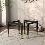 miBasics Set di 2 basi da tavolo d'accento triangolari moderne Shinesun, colore nero, base grande: 17,7" di altezza, metallo e legno, design a 3 gambe