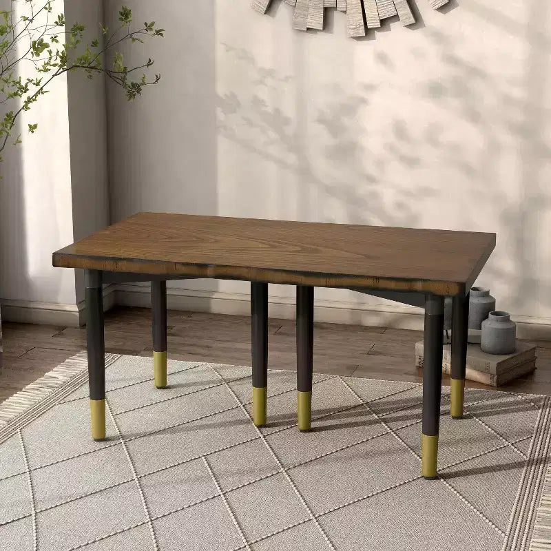 miBasics Set di 2 basi da tavolo d'accento triangolari moderne Shinesun, colore nero, base grande: 17,7" di altezza, metallo e legno, design a 3 gambe