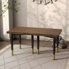 miBasics Set di 2 basi da tavolo d'accento triangolari moderne Shinesun, colore nero, base grande: 17,7" di altezza, metallo e legno, design a 3 gambe