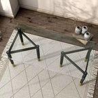 miBasics Set di 2 basi da tavolo d'accento triangolari moderne Shinesun, colore nero, base grande: 17,7" di altezza, metallo e legno, design a 3 gambe