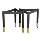 miBasics Set di 2 basi da tavolo d'accento triangolari moderne Shinesun, colore nero, base grande: 17,7" di altezza, metallo e legno, design a 3 gambe