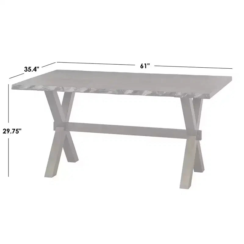 Buylateral Set da pranzo Mandeville 5 pezzi in legno massello con bordo vivo e base a cavalletto, marrone