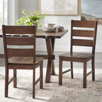 Buylateral Set da pranzo Mandeville 5 pezzi in legno massello con bordo vivo e base a cavalletto, marrone
