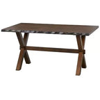 Buylateral Set da pranzo Mandeville 5 pezzi in legno massello con bordo vivo e base a cavalletto, marrone