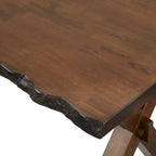 Buylateral Set da pranzo Mandeville 5 pezzi in legno massello con bordo vivo e base a cavalletto, marrone
