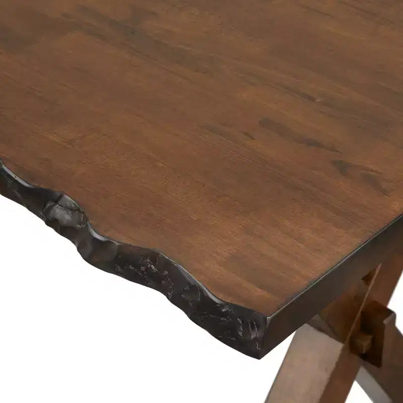 Buylateral Set da pranzo Mandeville 5 pezzi in legno massello con bordo vivo e base a cavalletto, marrone