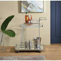 30" Aegis Clear Glass Serving Cart Chrome Finish - Acme Furniture: Beverage & Espresso Cart with Wheels