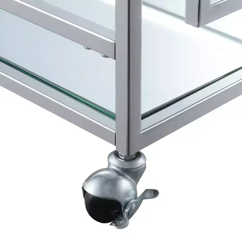 Carrello bar Town Square Vetro trasparente/Specchio/Cromo - Breighton Home: Stile Glamour, 2 ripiani, Ruote bloccabili