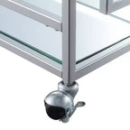 Carrello bar Town Square Vetro trasparente/Specchio/Cromo - Breighton Home: Stile Glamour, 2 ripiani, Ruote bloccabili