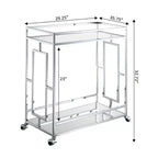 Carrello bar Town Square Vetro trasparente/Specchio/Cromo - Breighton Home: Stile Glamour, 2 ripiani, Ruote bloccabili