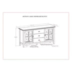 Credenza buffet grande Stratford, marrone rossiccio - WyndenHall: Legno massello, 3 cassetti, 2 armadietti