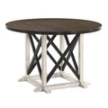 47" Piker Round Wood Dining Table Dark Walnut/Antique White - HOMES: Inside + Out