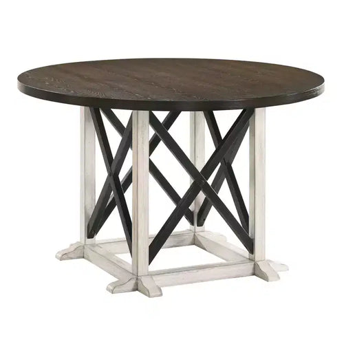 47" Piker Round Wood Dining Table Dark Walnut/Antique White - HOMES: Inside + Out
