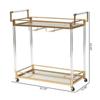 Carrello Portavino Savannah Metallo e Vetro Oro/Trasparente - Baxton Studio