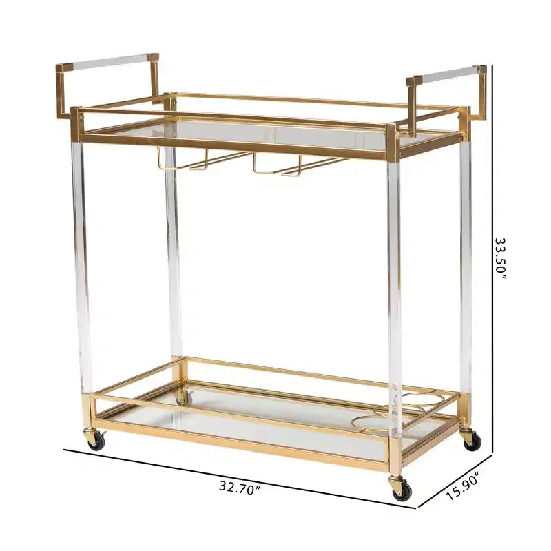 Carrello Portavino Savannah Metallo e Vetro Oro/Trasparente - Baxton Studio