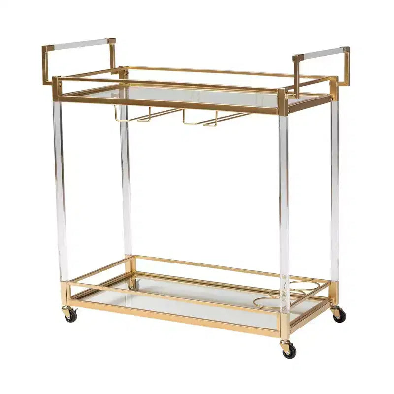 Carrello Portavino Savannah Metallo e Vetro Oro/Trasparente - Baxton Studio