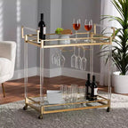 Carrello Portavino Savannah Metallo e Vetro Oro/Trasparente - Baxton Studio