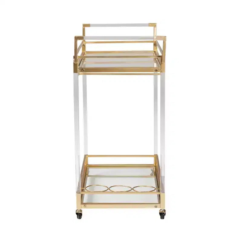 Carrello Portavino Savannah Metallo e Vetro Oro/Trasparente - Baxton Studio