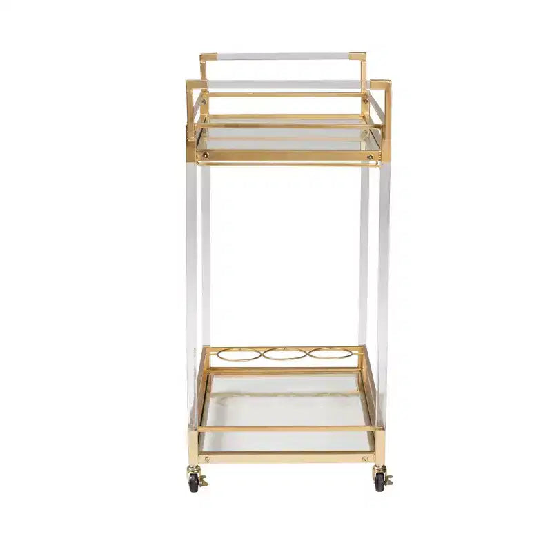 Carrello Portavino Savannah Metallo e Vetro Oro/Trasparente - Baxton Studio