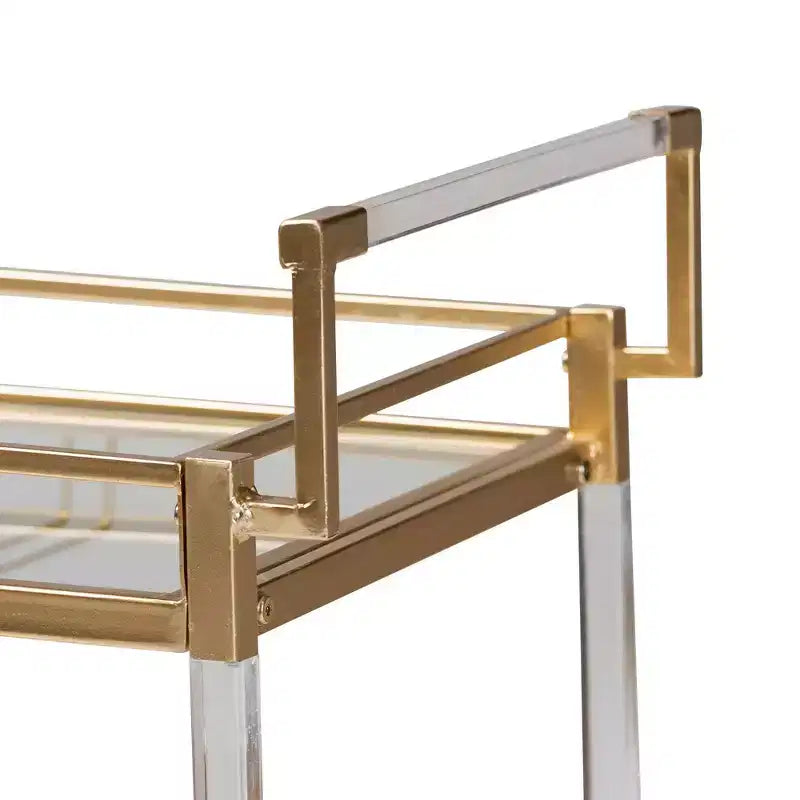 Carrello Portavino Savannah Metallo e Vetro Oro/Trasparente - Baxton Studio