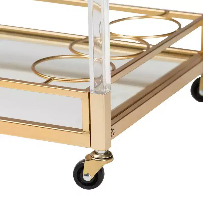 Carrello Portavino Savannah Metallo e Vetro Oro/Trasparente - Baxton Studio