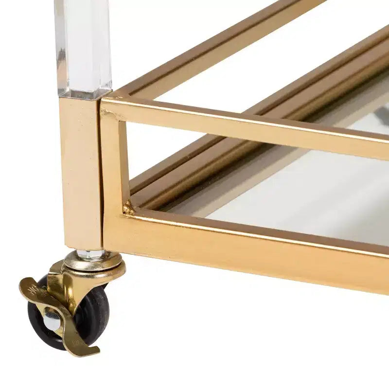 Carrello Portavino Savannah Metallo e Vetro Oro/Trasparente - Baxton Studio