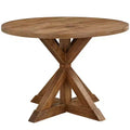 Buylateral 59" Roma Farmhouse Pedestal Dining Table Driftwood: Rubberwood & Veneer, 6 Seats, Pedestal Base