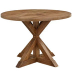 Buylateral 59" Roma Farmhouse Pedestal Dining Table Driftwood: Rubberwood & Veneer, 6 Seats, Pedestal Base