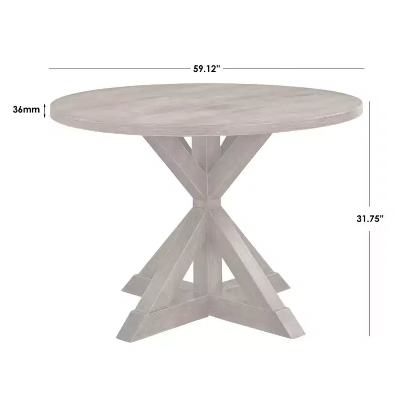 Buylateral Tavolo da pranzo a piedistallo Roma Farmhouse da 59" color legno galleggiante: Legno di Hevea e impiallacciatura, 6 posti, base a piedistallo