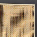 angelo:HOME Mobile credenza moderno Mid-Century Allen Nero/Naturale: Ante scorrevoli in rattan, Gambe affusolate