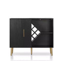 HOMES: Inside + Out Miko Wine Cabinet Galaxy Black: Modern Bar Storage, Glassware Rack, 9-Bottle Capacity