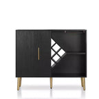 HOMES: Inside + Out Miko Wine Cabinet Galaxy Black: Modern Bar Storage, Glassware Rack, 9-Bottle Capacity