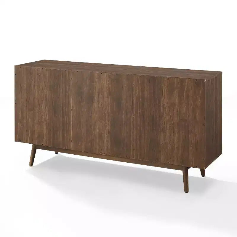 Credenza Lucas Marrone - Crosley: Madia Rustica Mid-Century Modern con Ripiani Regolabili, Cassetti, Struttura in Legno Massello