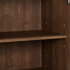 Credenza Lucas Marrone - Crosley: Madia Rustica Mid-Century Modern con Ripiani Regolabili, Cassetti, Struttura in Legno Massello