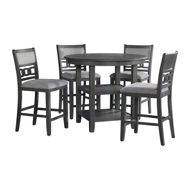 5pc Taylor Counter Height Dining Set with Shelf & Faux Leather Chairs - Picket House Furnishings